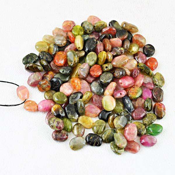 gemsmore:Genuine Watermelon Tourmaline Oval Shape Drilled Beads Lot