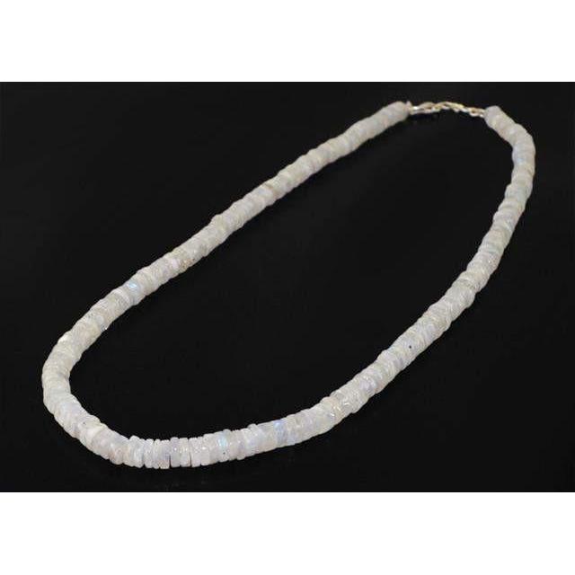 gemsmore:Genuine White Moonstone Untreated Beads Necklace