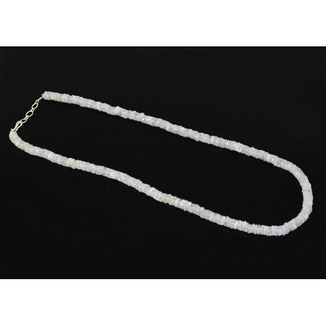 gemsmore:Genuine White Moonstone Untreated Beads Necklace