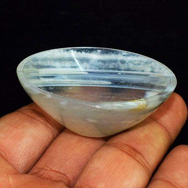 gemsmore:Genuine White Onyx Hand Carved Bowl