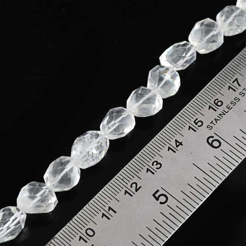 gemsmore:Genuine White Quartz Beads Strand - Natural Faceted Drilled