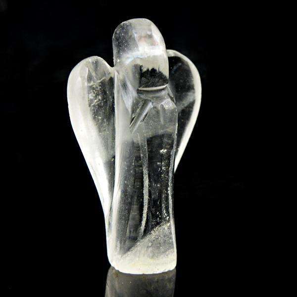 gemsmore:Genuine White Quartz Carved Healing Angel Gemstone