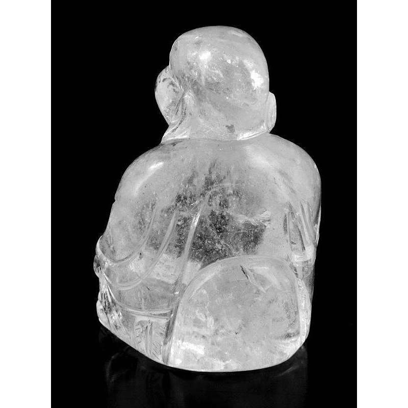 gemsmore:Genuine White Quartz Gemstone Hand Carved Laughing Buddha