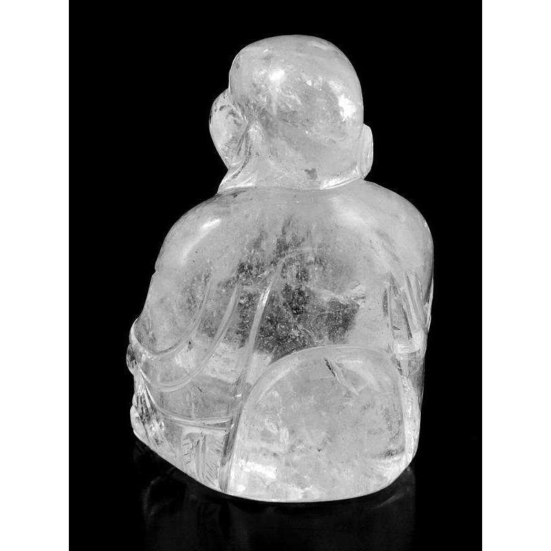 gemsmore:Genuine White Quartz Gemstone Hand Carved Laughing Buddha
