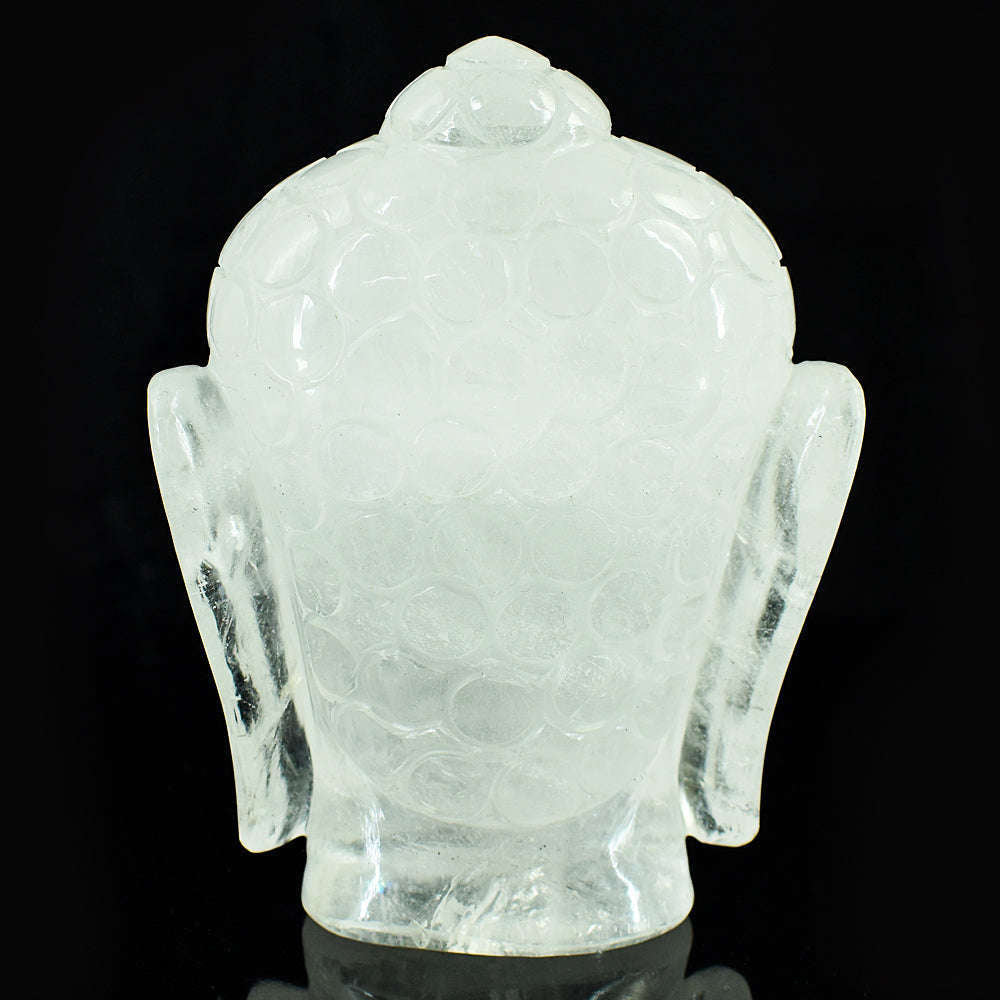 gemsmore:Genuine White Quartz Hand Carved Genuine Crystal Gemstone Carving Buddha Head