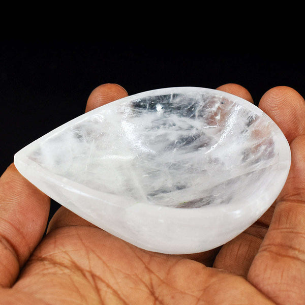 gemsmore:Genuine White Quartz Hand Carved Genuine Crystal Gemstone Carving Healing Oil Lamp