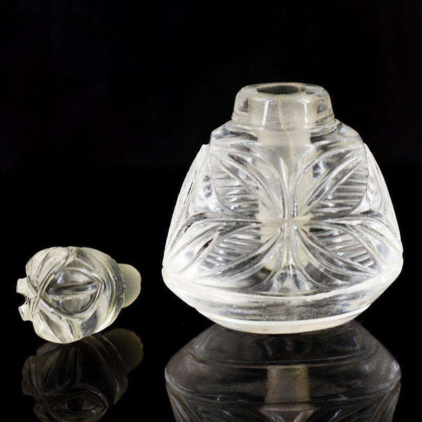 gemsmore:Genuine White Quartz Hand Carved Genuine Crystal Gemstone Carving Perfume Bottle