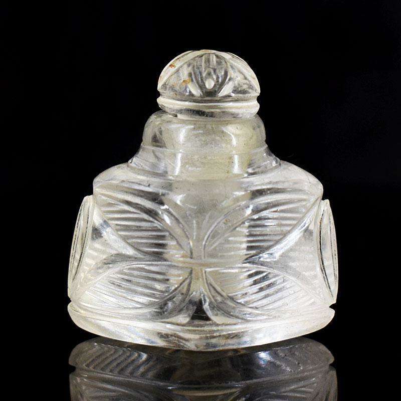 gemsmore:Genuine White Quartz Hand Carved Genuine Crystal Gemstone Carving Perfume Bottle