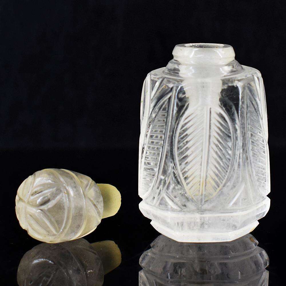 gemsmore:Genuine White Quartz Hand Carved Genuine Crystal Gemstone Carving Perfume Bottle