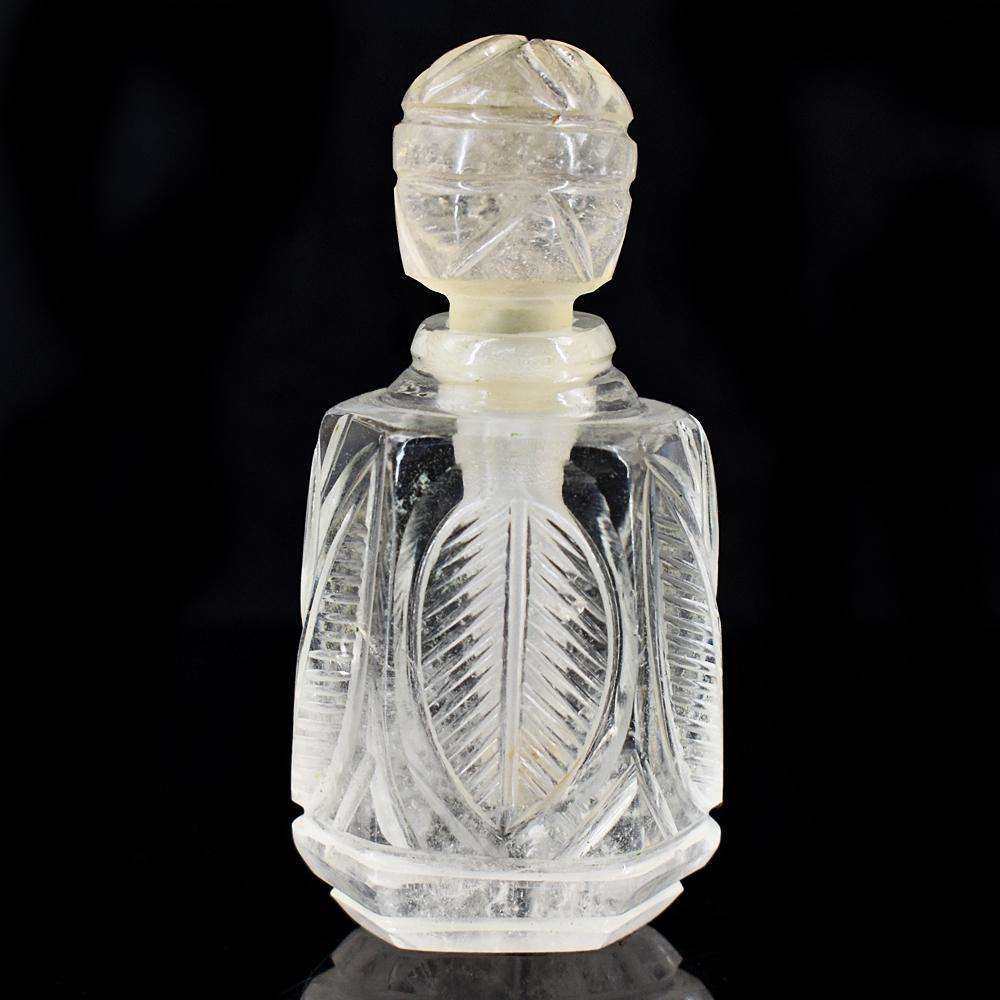gemsmore:Genuine White Quartz Hand Carved Genuine Crystal Gemstone Carving Perfume Bottle