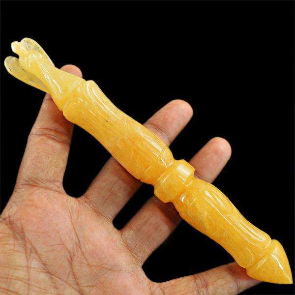 gemsmore:Genuine Yellow Aventurine Carved Angel Point Stick