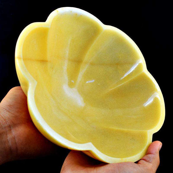 gemsmore:Genuine Yellow Aventurine Carved Bowl