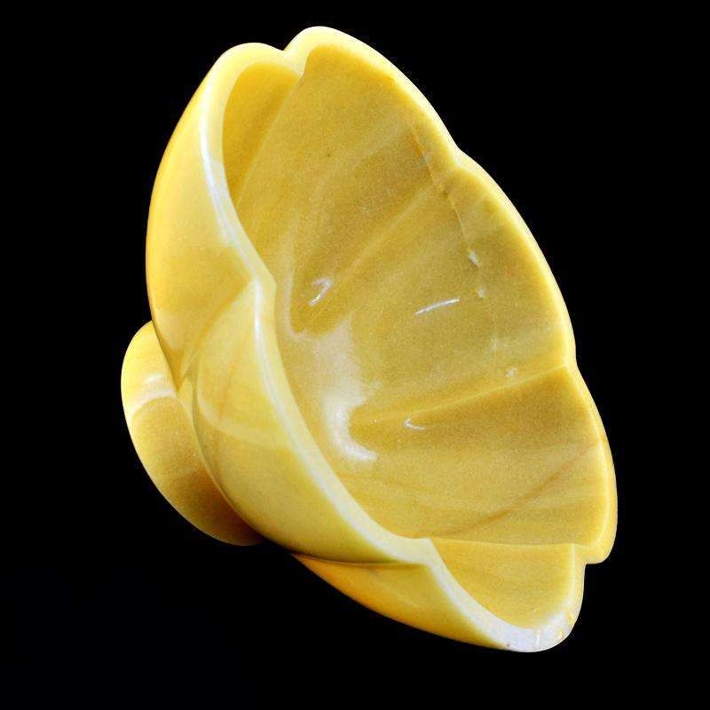 gemsmore:Genuine Yellow Aventurine Carved Bowl