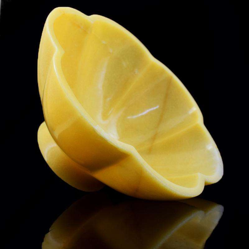 gemsmore:Genuine Yellow Aventurine Carved Bowl