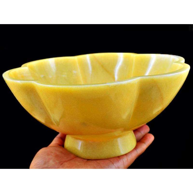 gemsmore:Genuine Yellow Aventurine Carved Bowl