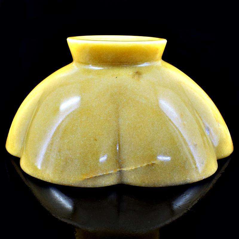 gemsmore:Genuine Yellow Aventurine Carved Bowl