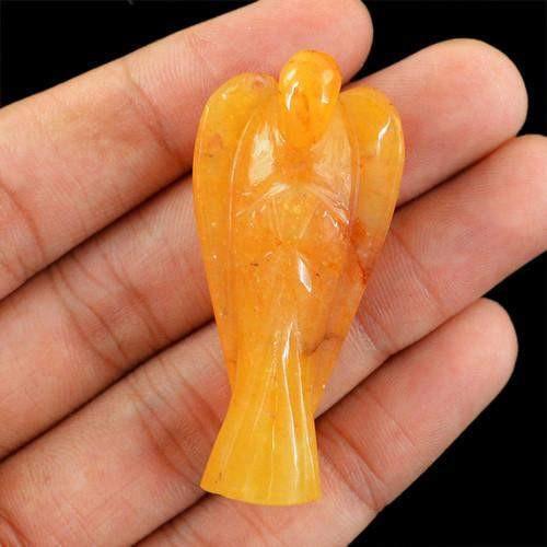 gemsmore:Genuine Yellow Aventurine Carved Healing Angel Gemstone