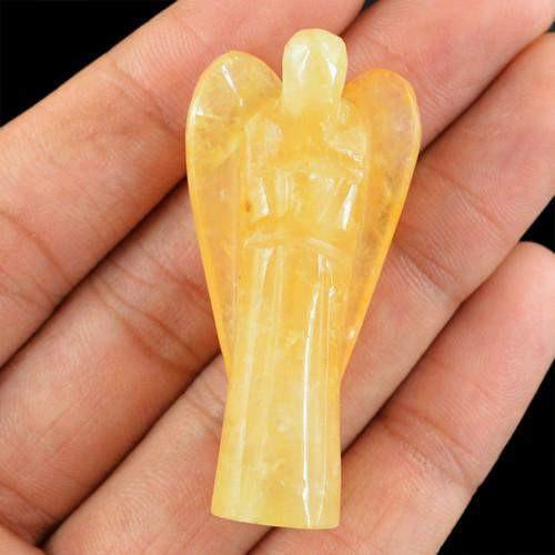 gemsmore:Genuine Yellow Aventurine Carved Healing Angel Gemstone