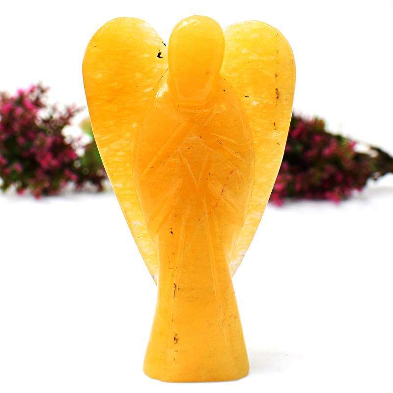 gemsmore:Genuine Yellow Aventurine Hand Carved Healing Angel