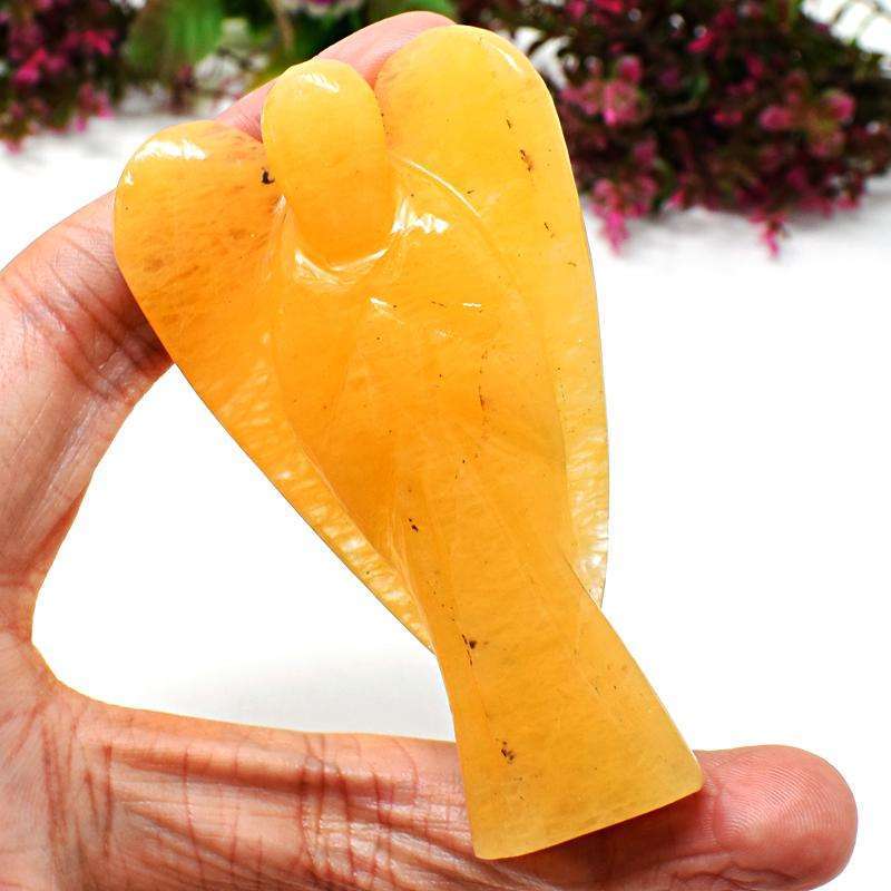 gemsmore:Genuine Yellow Aventurine Hand Carved Healing Angel