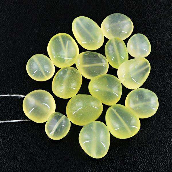 gemsmore:Genuine Yellow Chalcedony Drilled Beads Lot