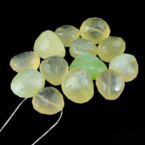 gemsmore:Genuine Yellow Chalcedony Faceted Drilled Beads Lot