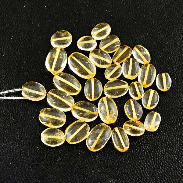 gemsmore:Genuine Yellow Citrine Oval Shape Drilled Beads Lot