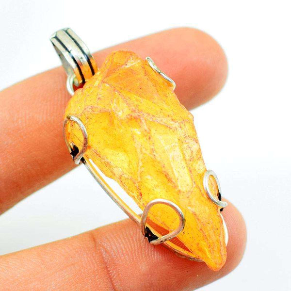 gemsmore:Genuine Yellow Druzy Healing Pendant
