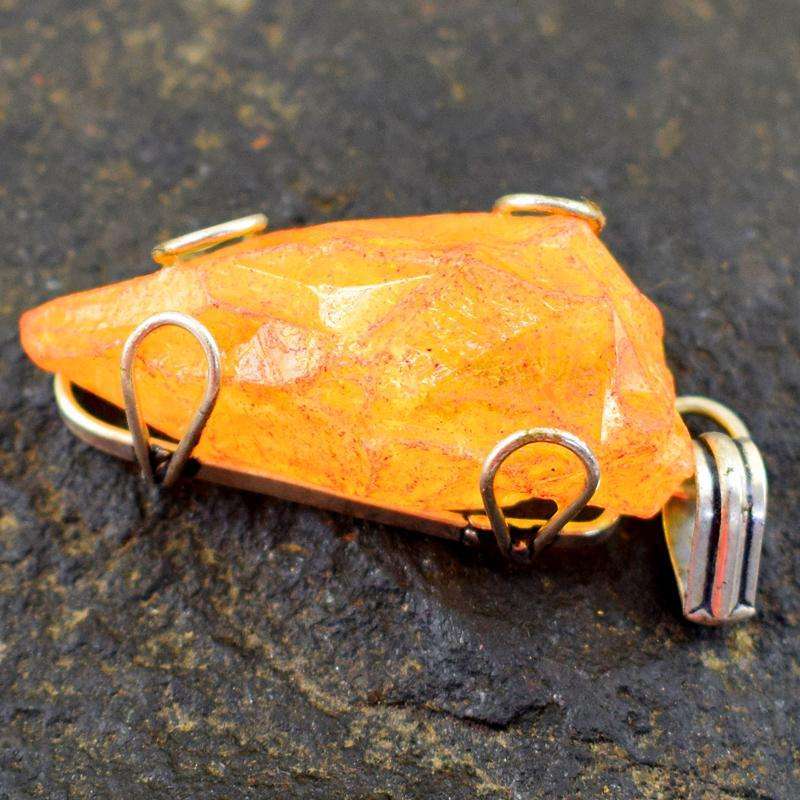 gemsmore:Genuine Yellow Druzy Healing Pendant