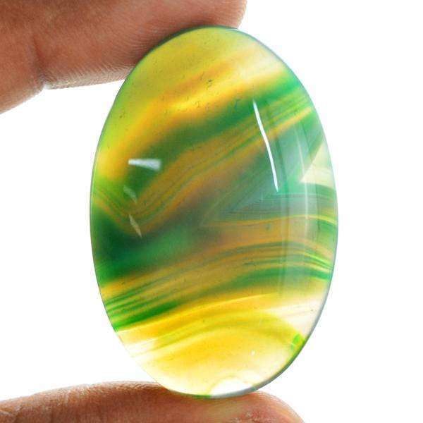 gemsmore:Genuine Yellow & Green Onyx Loose Gemstone - Natural Oval Shape