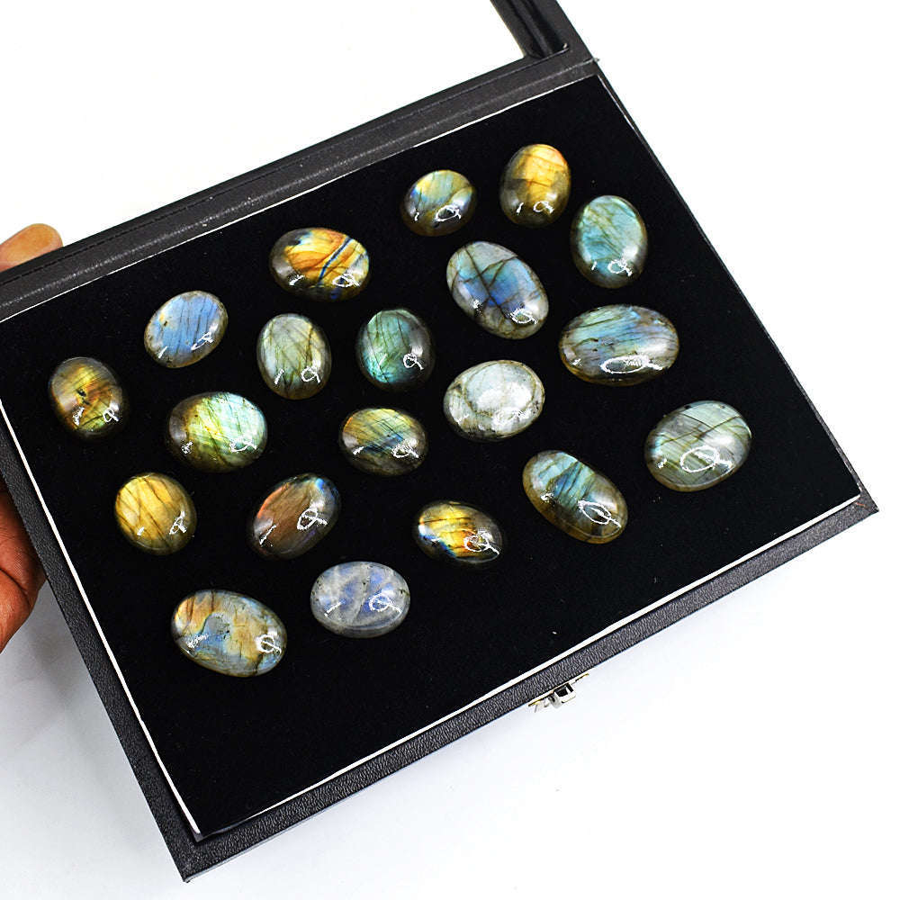 gemsmore:Genunie Amazing Flash Labradorite Cabochon Lot