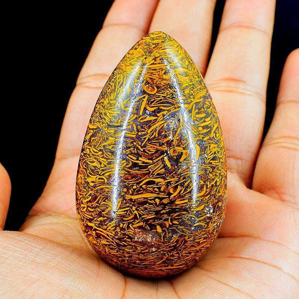 gemsmore:Golden Art Jasper Hand Carved Reiki Healing Egg