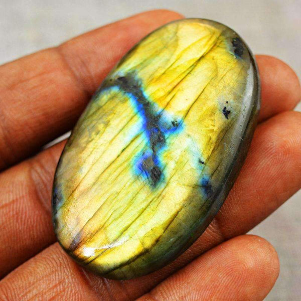 gemsmore:Golden & Blue Flash Labradorite Gemstone - Oval Shape