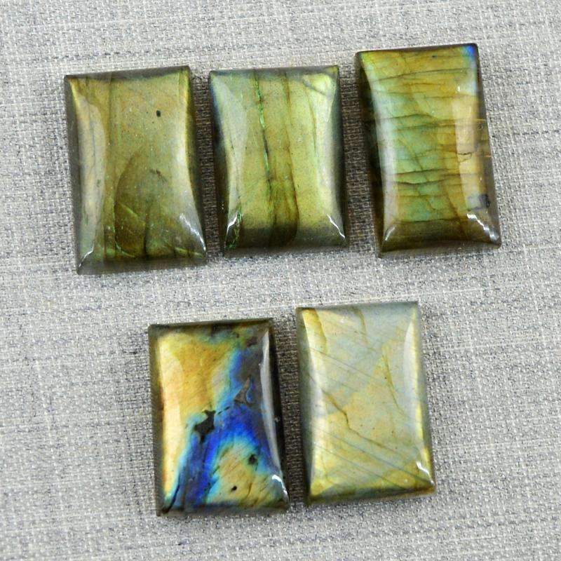 gemsmore:Golden & Blue Flash Labradorite Gemstone Lot Natural Rectangular Shape