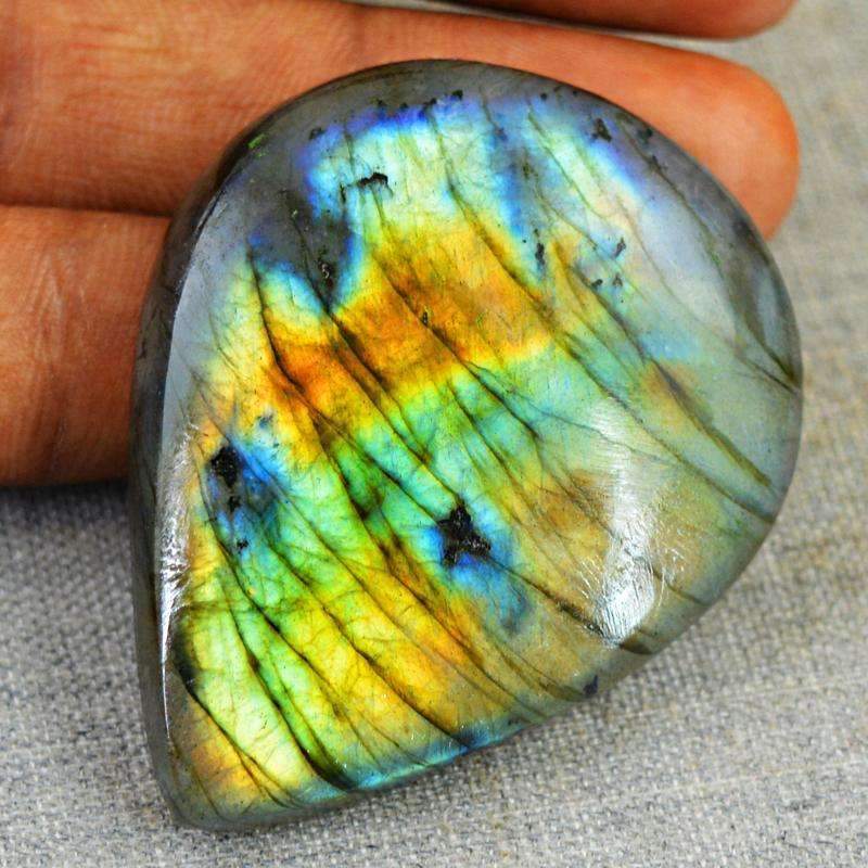 gemsmore:Golden & Blue Flash Labradorite Gemstone Natural Pear Shape