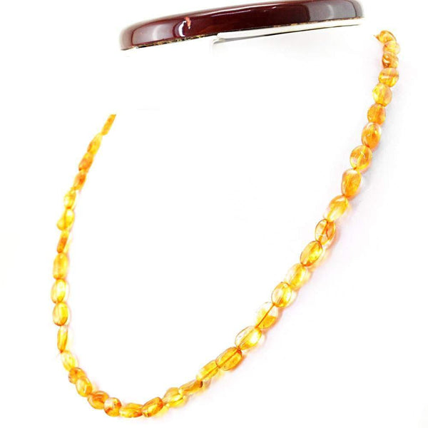gemsmore:Golden Citrine Necklace Natural 20 Inches Long Oval Beads