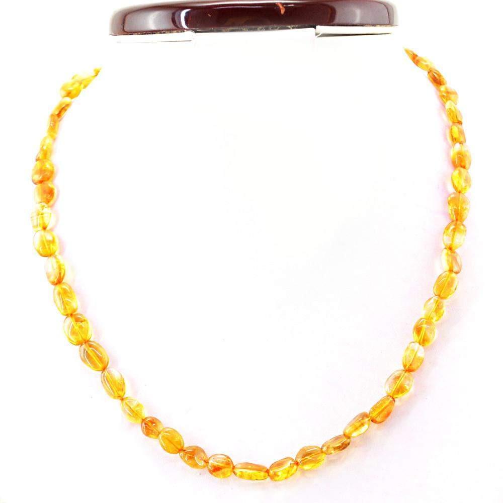 gemsmore:Golden Citrine Necklace Natural 20 Inches Long Oval Beads