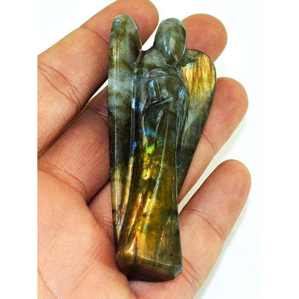 gemsmore:Golden Flash Labradorite Carved Healing Crystal Angel