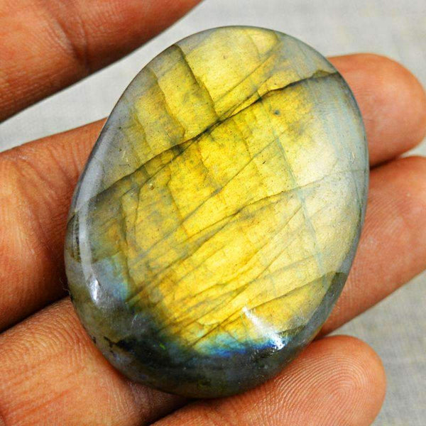 gemsmore:Golden Flash Labradorite Gemstone Natural Oval Shape