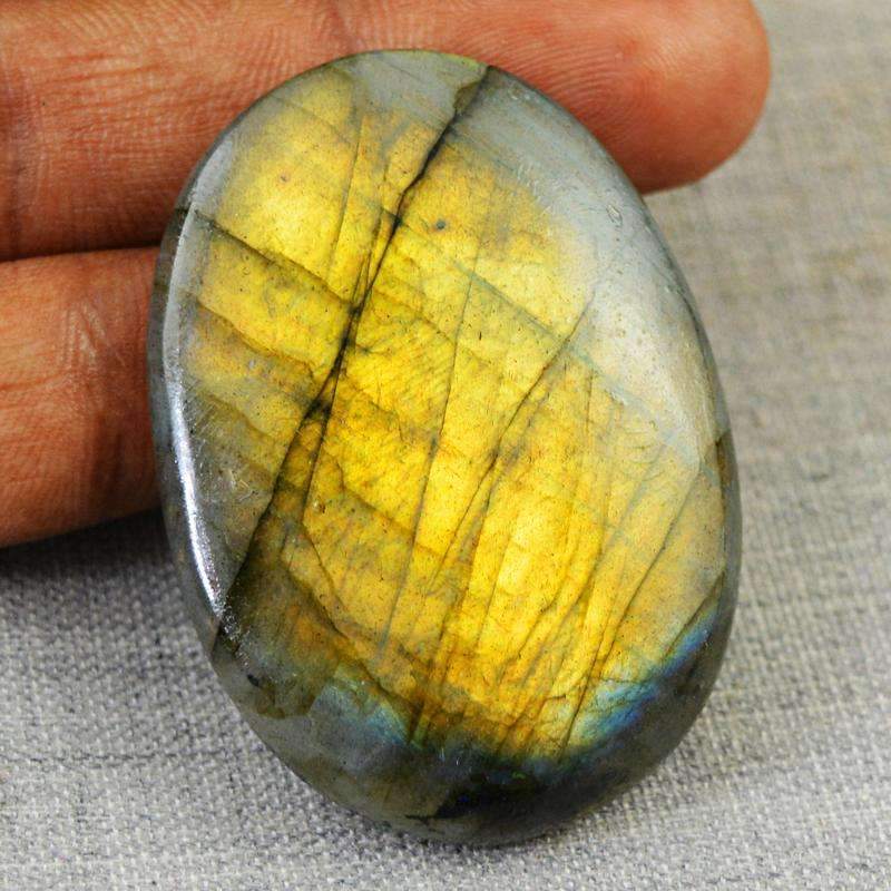gemsmore:Golden Flash Labradorite Gemstone Natural Oval Shape
