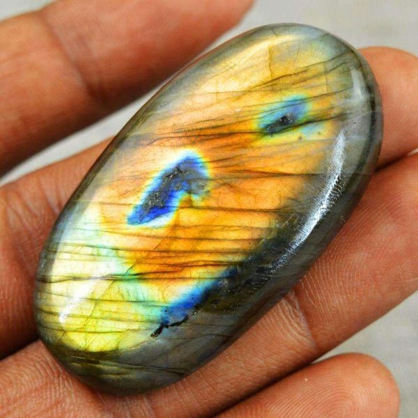 gemsmore:Golden Flash Labradorite Gemstone Natural Oval Shape