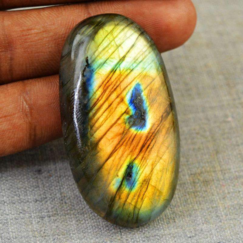 gemsmore:Golden Flash Labradorite Gemstone Natural Oval Shape