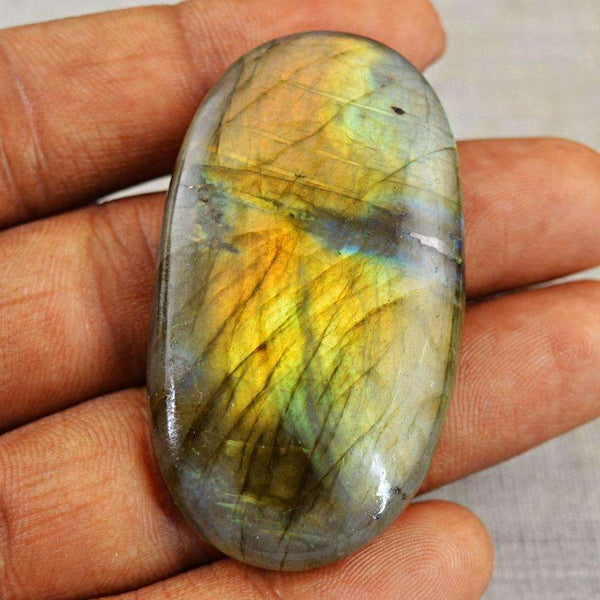 gemsmore:Golden Flash Labradorite Gemstone Natural Oval Shape