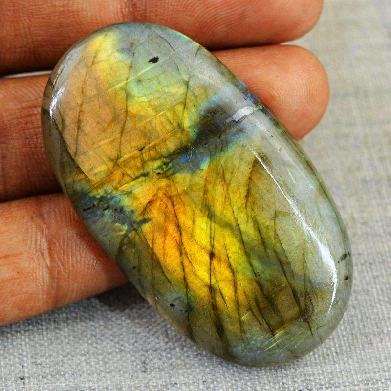 gemsmore:Golden Flash Labradorite Gemstone Natural Oval Shape