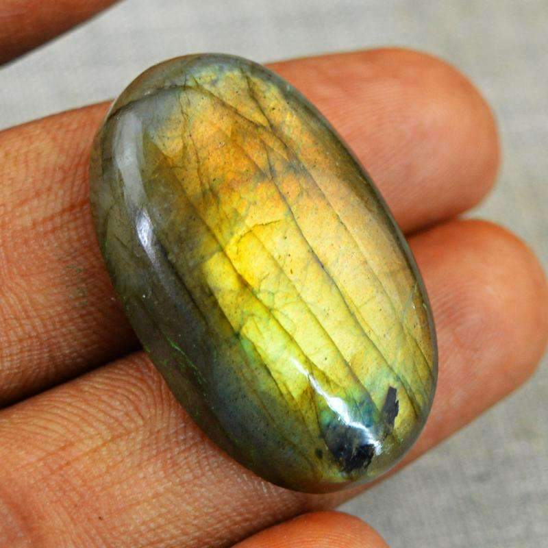 gemsmore:Golden Flash Labradorite Gemstone Natural Oval Shape