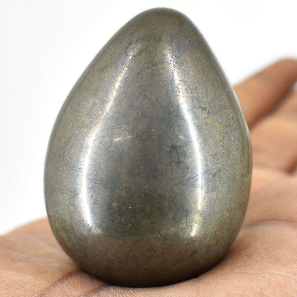 gemsmore:Golden Pyrite Hand Carved Reiki Healing Egg