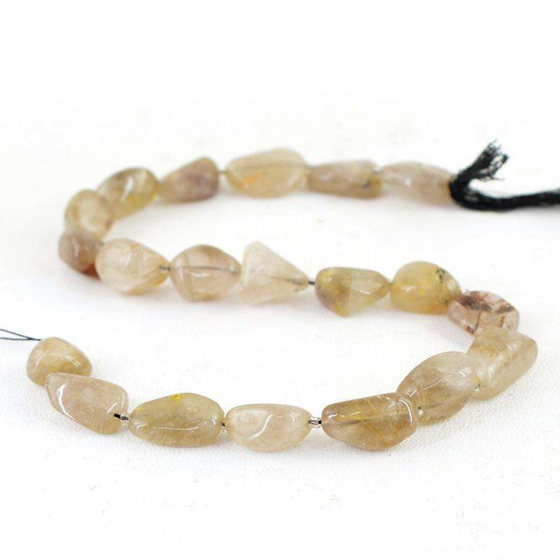 gemsmore:Golden Rutile Quartz Beads Strand - Natural Drilled