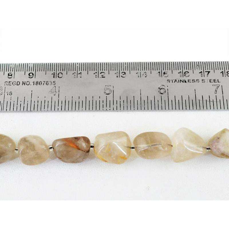 gemsmore:Golden Rutile Quartz Beads Strand - Natural Drilled
