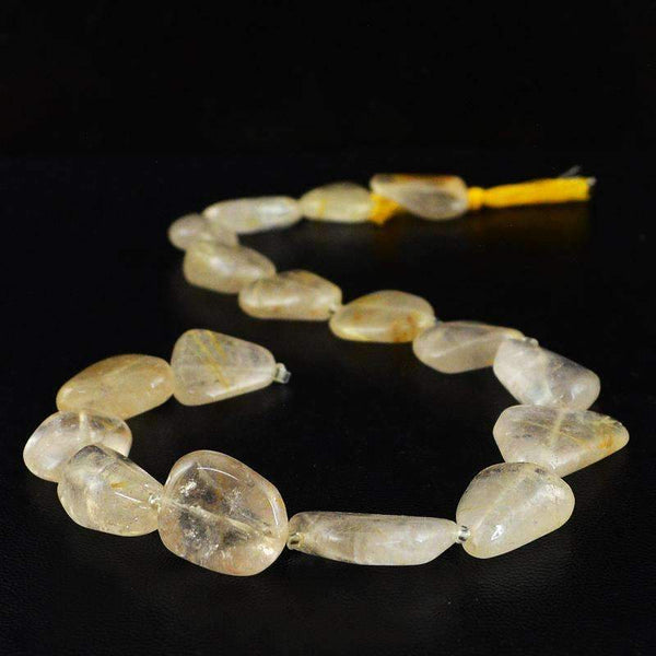 gemsmore:Golden Rutile Quartz Beads Strand Natural Drilled