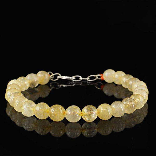 gemsmore:Golden Rutile Quartz Bracelet Natural Round Shape Beads